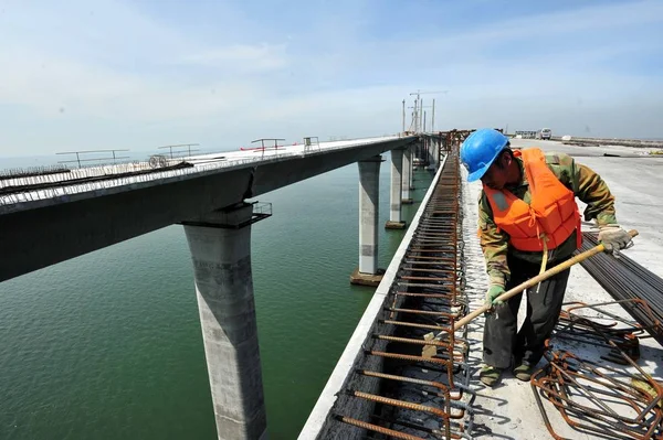 Ponte Del Golfo Qingdao Noto Anche Come Ponte Sulla Baia — Foto Stock