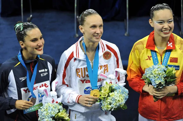 Left Bronze Medalist Andrea Fuentes Spain Gold Medalist Natalia Ishchenko — Stock Photo, Image