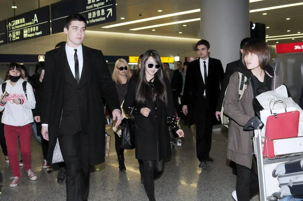 Grupo Pop Meninas Sul Coreanas Wonder Girls Chega Aeroporto Internacional — Fotografia de Stock