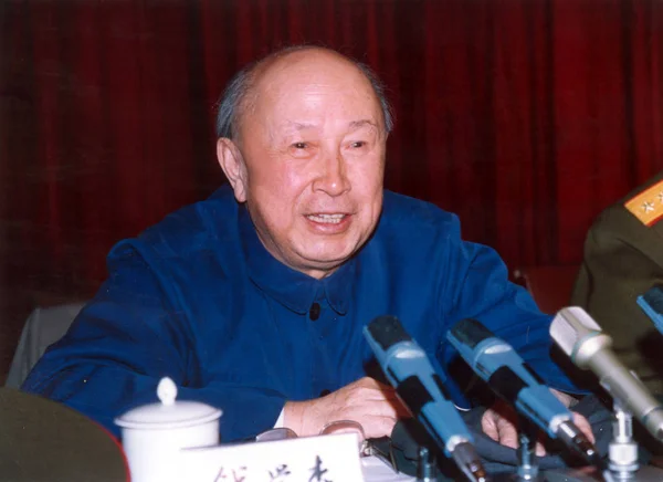 Científico Chino Qian Xuesen Habla Durante Una Presentación Beijing China —  Fotos de Stock