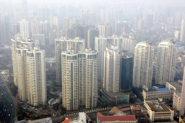 View Clusters Residential Apartment Buildings Shanghai China January 2011 — Stock Photo, Image