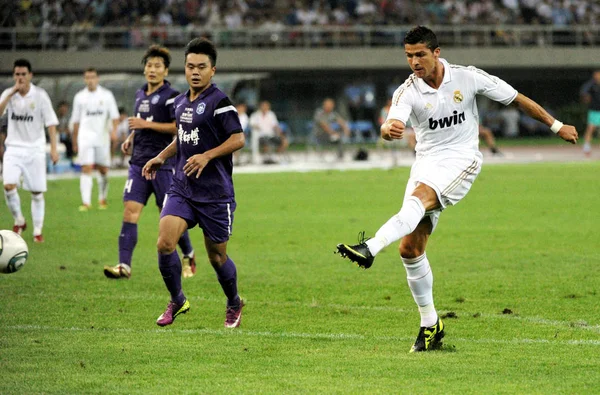 Cristiano Ronaldo Real Madrid Plays Shot Tianjin Teda Friendly Soccer — Stock Photo, Image