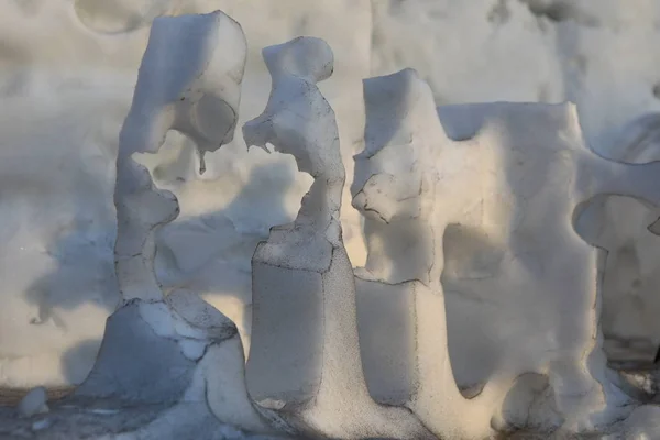Плавильний Лід Скульптури Дисплеї Південному Озері Парк Changchun Місто Північно — стокове фото