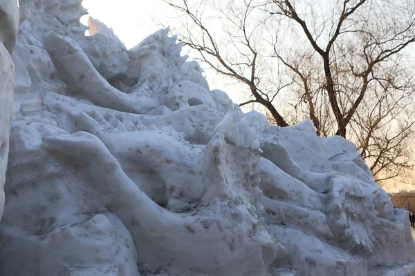 Melting Ice Sculpture Display South Lake Park Changchun City Northeast — Stock Photo, Image
