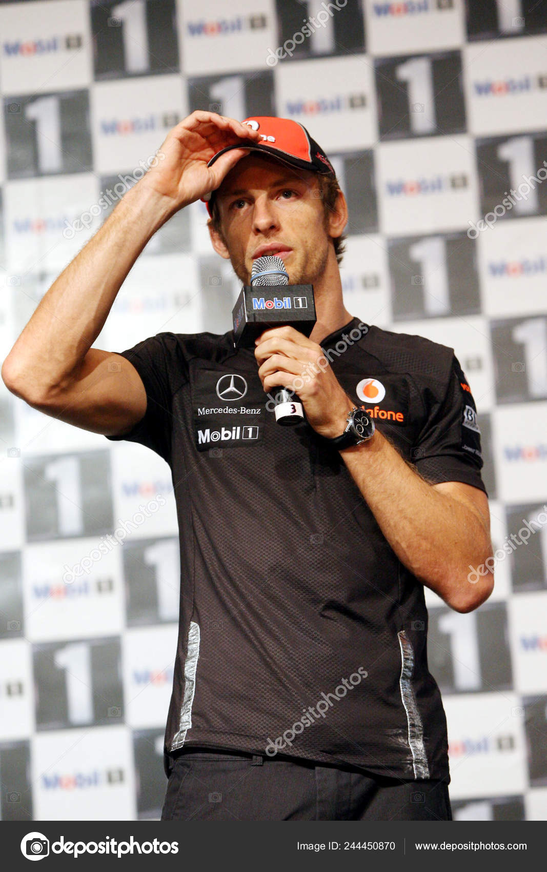 British Racer Jenson Button Mclaren Mercedes Team Speaks Press