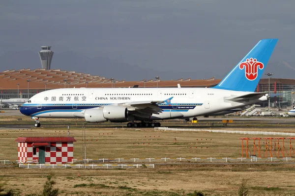 Chinas Premier Airbus A380 Jumbo Jet China Southern Airlines Prépare — Photo