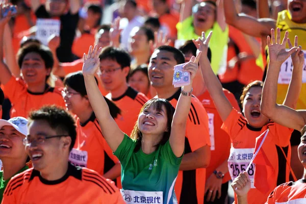 Uczestnicy Biorą Udział 2011 Beijing Marathon Pekinie Chiny Października 2011 — Zdjęcie stockowe