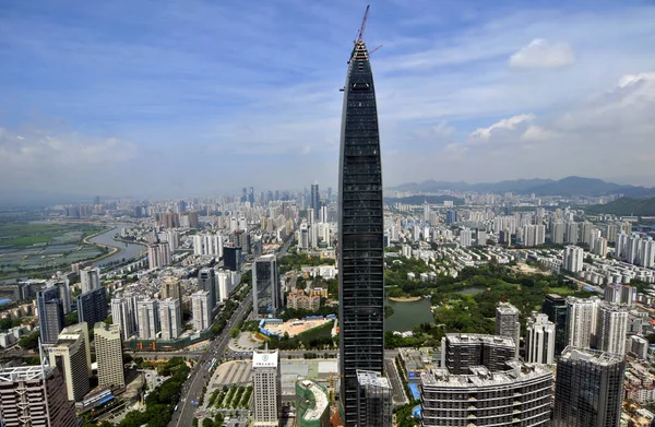 Загальний Вигляд Будинків Включаючи Шенженс Найвища Будівля Під Будівництво Kk100 — стокове фото