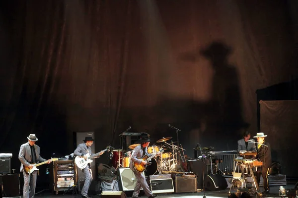 Lenda Musical Dos Eua Bob Dylan Sua Banda Apresentam Seu — Fotografia de Stock