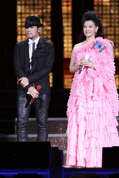 Cantante Song Zuying Derecha Junto Con Cantante Taiwanés Jay Chou — Foto de Stock