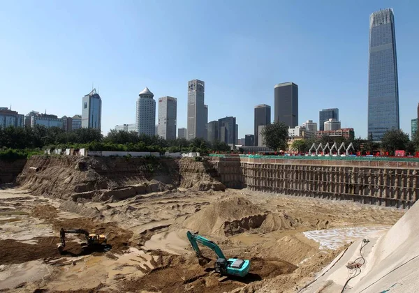 Uitzicht Bouwplaats Van Het Hoogste Gebouw Van Chinas Peking China — Stockfoto