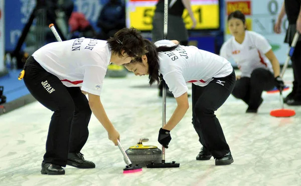 Japonya Oyuncuları Pasifik Asya Curling Şampiyonası 2011 Nanjing Şehir Doğu — Stok fotoğraf