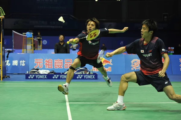 Die Japaner Shoji Sato Und Naoki Kawamae Treten Beim Bwf — Stockfoto