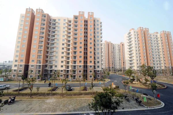 Kilátás Klaszterek Újonnan Épített Alacsony Jövedelmű Lakóházak Sanghajban Kínában Március — Stock Fotó