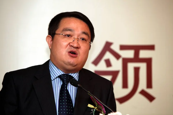 Shuibo Generální Ředitel Tnt Hoau Hovoří Ceremonii Oslavující Výročí Tnt — Stock fotografie