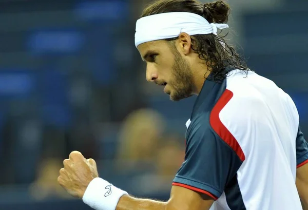 Feliciano López España Reacciona Partido Cuartos Final Contra Florian Mayer — Foto de Stock