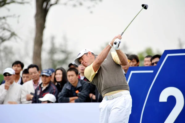 Lee Westwood Inglaterra Tees Durante Torneio Golfe Lake Malaren Shanghai — Fotografia de Stock