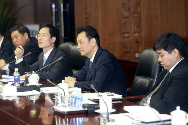 Wang Chao Andra Till Höger Vice Minster Handel Kina Och — Stockfoto