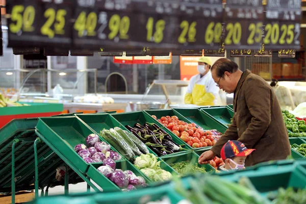 Magasins Légumes Dans Supermarché Ville Nantong Dans Est Province Chinoise — Photo