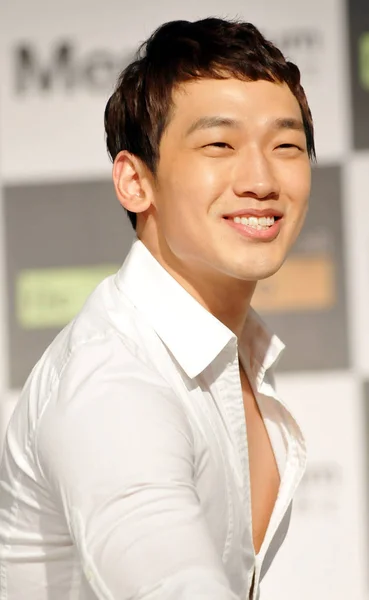 Cantor Ator Sul Coreano Rain Participa Uma Coletiva Imprensa Para — Fotografia de Stock