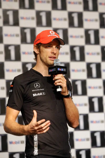 Jenson Button Piloto Británica Del Equipo Mclaren Mercedes Habla Una — Foto de Stock