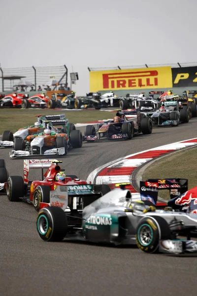 Piloti Gareggiano Nel Gran Premio Formula 2011 Shanghai International Circuit — Foto Stock