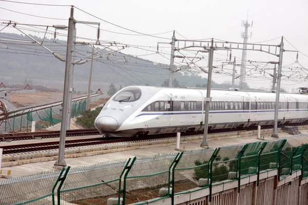 Crh China Railway High Speed Pociąg Biegnie Pekin Szanghaj Kolei — Zdjęcie stockowe