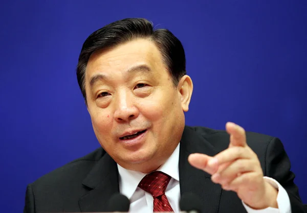 Γουάνγκ Τσεν Διευθυντής Του Γραφείου Πληροφοριών Του Κρατικού Συμβουλίου Μιλά — Φωτογραφία Αρχείου