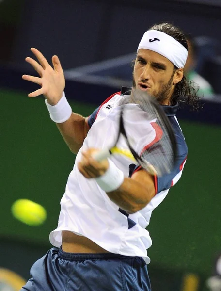 Feliciano Lopez Espanha Retorna Arremesso Contra Florian Mayer Alemanha Durante — Fotografia de Stock