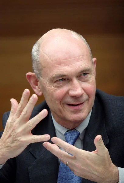 Wto Världshandelsorganisationen Generaldirektör Pascal Lamy Talar Ett Möte Peking Kina — Stockfoto