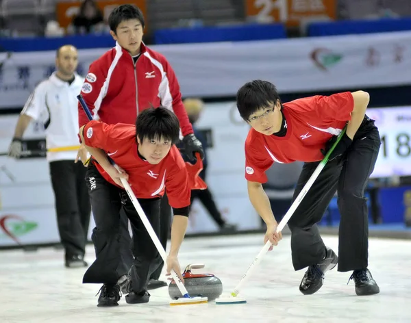 Los Jugadores Japón Compiten Partido Robin Masculino Contra Australia Durante —  Fotos de Stock