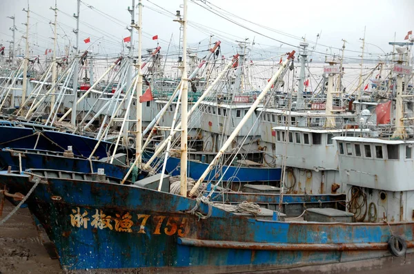 Рыболовные Суда Причаливают Порту Хаймэнь Городе Тайчжоу Провинция Чжэцзян Марта — стоковое фото