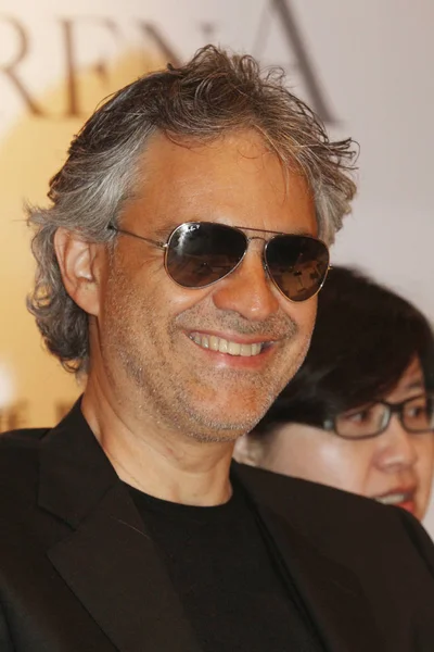 Italian Tenor Andrea Bocelli Attends Press Conference Prior His Concert — Stock Photo, Image