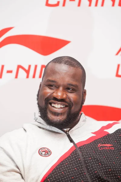 Former Nba Superstar Shaquille Oneal Smiles Promotional Event Chinese Sportswear — Stock Photo, Image