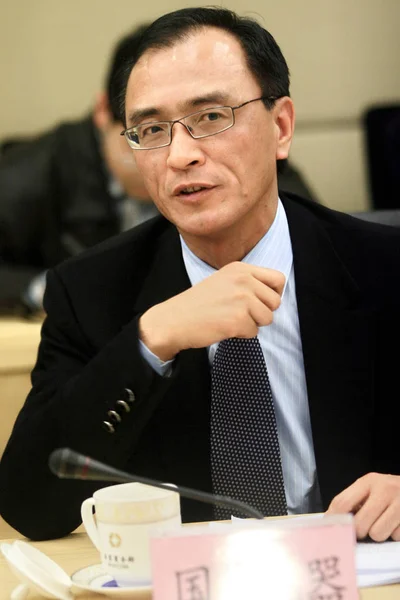 Chen Xiao Prezes Gome Electrical Appliances Holdings Limited Przemawia Konferencji — Zdjęcie stockowe