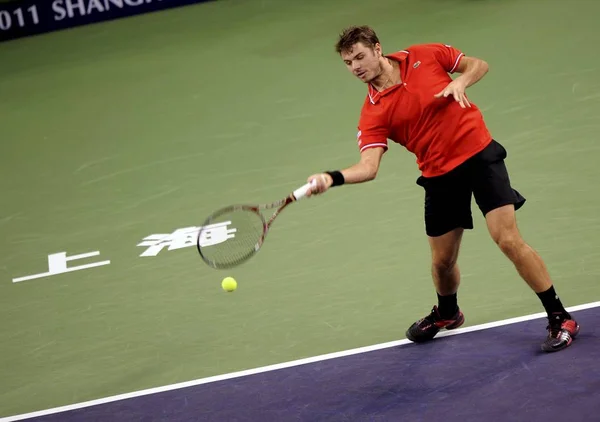 Stanislas Wawrinka Van Zwitserland Geeft Als Resultaat Een Schot Tegen — Stockfoto