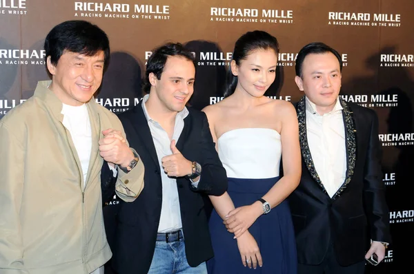 Attore Hong Kong Jackie Chan Prima Sinistra Pilota Fomula One — Foto Stock