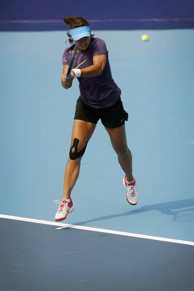 Chinesischer Tennisspieler Übt China National Tennis Center Zur Vorbereitung Auf — Stockfoto