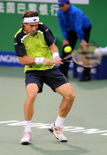 David Ferrer Espagne Retourne Tir Contre Milos Raonic Canada Lors — Photo