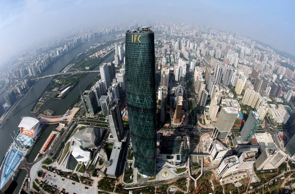 Вид Повітря Перл Рівер Гуанчжоу Міжнародний Фінансовий Центр Ifc Інші — стокове фото
