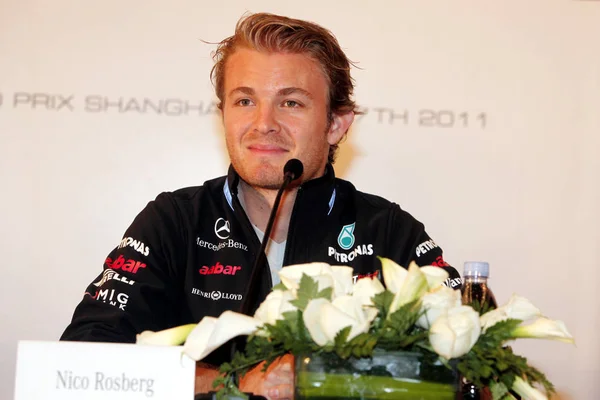 Piloto Alemán Nico Rosberg Del Equipo Mercedes Asiste Una Conferencia — Foto de Stock