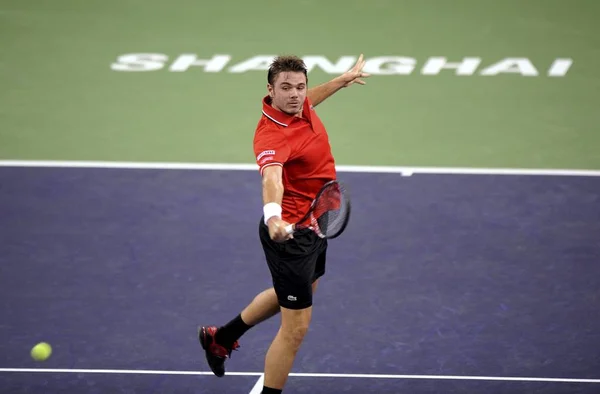 Stanislas Wawrinka Van Zwitserland Geeft Als Resultaat Een Schot Tegen — Stockfoto