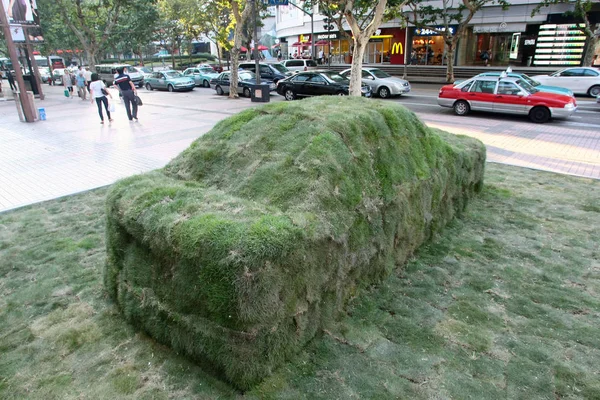 Une Statue Voiture Verte Semaine Allemande 2011 Est Vue Shanghai — Photo