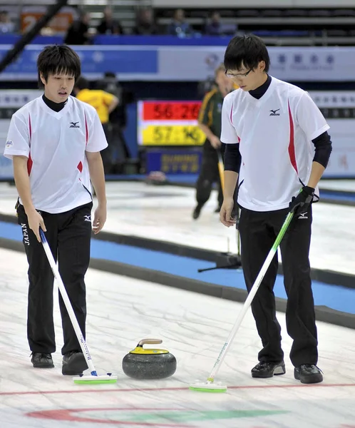 Jogadores Japão Competem Uma Partida Masculina Robin Duplo Contra Taipei — Fotografia de Stock