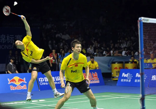 Cai Yun China His Partner Haifeng Returns Shot Carsten Mogensen — Stock Photo, Image