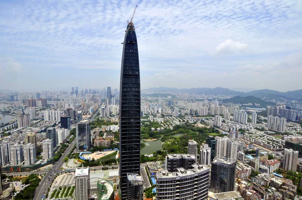 Cityscape Shenzhen Com Arranha Céu Kingkey 100 Construção Província Chinas — Fotografia de Stock