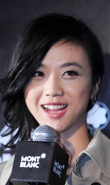 Kinesisk Skådespelerska Tang Wei Sköter Öppningsceremonin För Montblanc Butik Guangzhou — Stockfoto