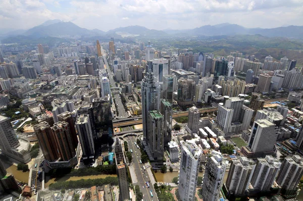 Vista Grupos Edificios Gran Altura Ciudad Shenzhen Provincia Guangdong Sur —  Fotos de Stock