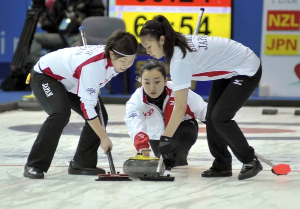 Los Jugadores Japón Compiten Partido Robin Femenino Contra Nueva Zelanda —  Fotos de Stock