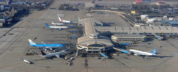 Вид Воздуха Реактивные Самолеты Терминале Beijing Capital International Airprot Пекине — стоковое фото
